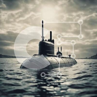 Intra Συλλεκτικό Ξύλινο Παζλ Plywood 4mm - Μαύρο υποβρύχιο που επιπλέει στον ωκεανό Σε Ξύλινο Κουτί - Διαστάσεις Puzzle: 10x10 cm – 25 κομμάτια - Image 1