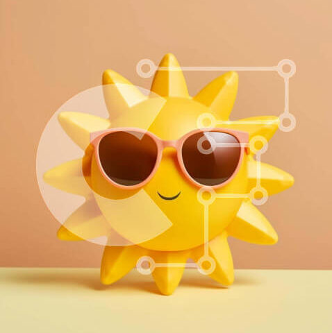 Intra Συλλεκτικό Ξύλινο Παζλ Plywood 4mm - Κίτρινο παιχνίδι ηλίου με γυαλιά ηλίου σε πορτοκαλί φόντο Σε Ξύλινο Κουτί - Διαστάσεις Puzzle: 10x10 cm – 25 κομμάτια - Image 1