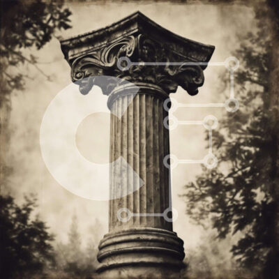 Intra Συλλεκτικό Ξύλινο Παζλ Plywood  4mm - Αρχαία στήλη στο δάσος Σε Ξύλινο Κουτί - Διαστάσεις Puzzle: 10x10 cm – 25 κομμάτια - Image 1