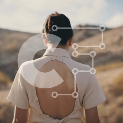 Intra Συλλεκτικό Ξύλινο Παζλ Plywood  4mm - Γυναίκα με λευκό φόρεμα που στέκεται στην έρημο Σε Ξύλινο Κουτί - Διαστάσεις: 10x10 cm – 25 κομμάτια - Image 1