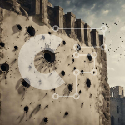 Intra Συλλεκτικό Ξύλινο Παζλ Plywood 4mm - Τοίχος του Κάστρου με τρύπες από σφαίρες και πουλιά που πετούν Σε Ξύλινο Κουτί - Διαστάσεις Puzzle: 10x10 cm – 25 κομμάτια - Image 1