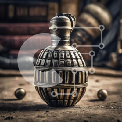 Intra Συλλεκτικό Ξύλινο Παζλ Plywood 4mm - Παλιομοδίτικη χειροβομβίδα στην οθόνη Σε Ξύλινο Κουτί - Διαστάσεις: 10x10 cm – 25 κομμάτια - Image 1