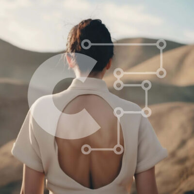 Intra Συλλεκτικό Ξύλινο Παζλ Plywood  4mm - Γυναίκα στην έρημο με λευκό φόρεμα και μικρούς λόφους Σε Ξύλινο Κουτί - Διαστάσεις: 10x10 cm – 25 κομμάτια - Image 1