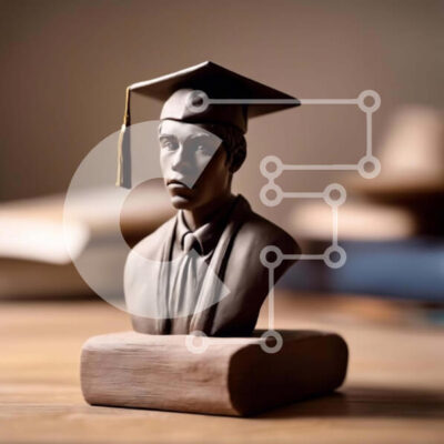 Intra Συλλεκτικό Ξύλινο Παζλ Plywood  4mm - Γλυπτό προτομής του ηλικιωμένου άνδρα με ενδυμασία αποφοίτησης Σε Ξύλινο Κουτί - Διαστάσεις Puzzle: 10x10 cm – 25 κομμάτια - Image 1