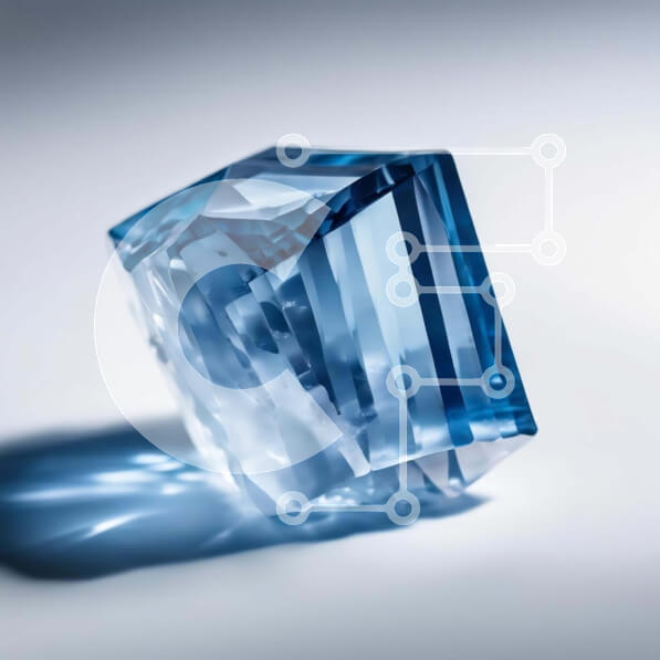 Intra Συλλεκτικό Ξύλινο Παζλ Plywood  4mm - Μπλε κρυστάλλινος κύβος σε άσπρο φόντο Σε Ξύλινο Κουτί - Διαστάσεις: 10x10 cm – 25 κομμάτια