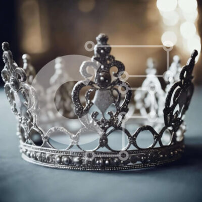 Intra Συλλεκτικό Ξύλινο Παζλ Plywood  4mm - Ασημένιο στέμμα στο τραπέζι με θολό φόντο Σε Ξύλινο Κουτί - Διαστάσεις: 10x10 cm – 25 κομμάτια - Image 1