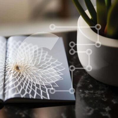 Intra Συλλεκτικό Ξύλινο Παζλ Plywood 4mm - Ανοιχτό βιβλίο με σχέδιο λουλουδιών και φυτό σε γλάστρα Σε Ξύλινο Κουτί - Διαστάσεις: 10x10 cm – 25 κομμάτια - Image 1