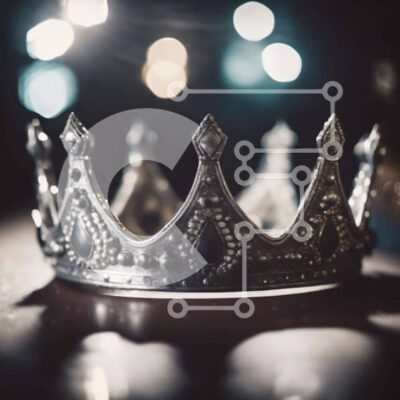 Intra Συλλεκτικό Ξύλινο Παζλ Plywood 4mm - Ασημένιο στέμμα στο τραπέζι με πολύχρωμα φώτα Σε Ξύλινο Κουτί - Διαστάσεις: 10x10 cm – 25 κομμάτια - Image 1