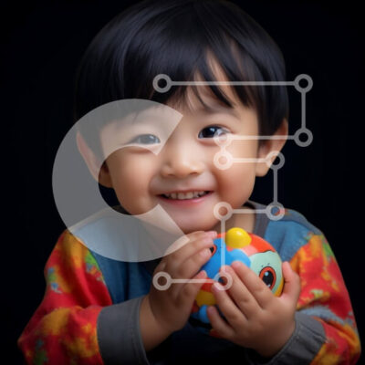 Intra Συλλεκτικό Ξύλινο Παζλ Plywood  4mm - Νεαρό αγόρι που παίζει με την πορτοκαλί μπάλα Σε Ξύλινο Κουτί - Διαστάσεις Puzzle: 10x10 cm – 25 κομμάτια - Image 1