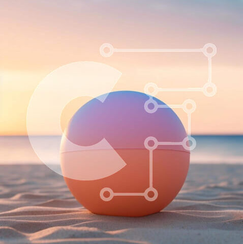 Intra Συλλεκτικό Ξύλινο Παζλ Plywood 4mm - Ροζ και πορτοκαλί μπάλα στην παραλία στο ηλιοβασίλεμα Σε Ξύλινο Κουτί - Διαστάσεις: 10x10 cm – 25 κομμάτια - Image 1