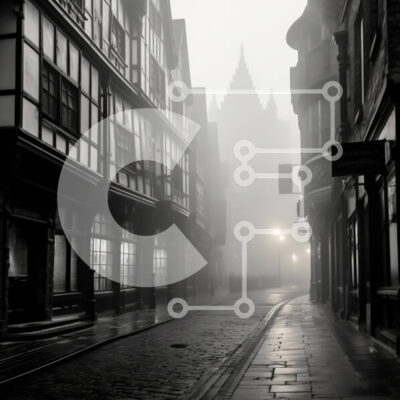 Intra Συλλεκτικό Ξύλινο Παζλ Plywood  4mm - Σκοτεινή και ομιχλώδης οδός σε μια παλιά πόλη Σε Ξύλινο Κουτί - Διαστάσεις Puzzle: 10x10 cm – 25 κομμάτια - Image 1