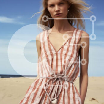 Intra Συλλεκτικό Ξύλινο Παζλ Plywood  4mm - Μοντέλο με καρό φόρεμα στην παραλία Σε Ξύλινο Κουτί - Διαστάσεις Puzzle: 10x10 cm – 25 κομμάτια - Image 1