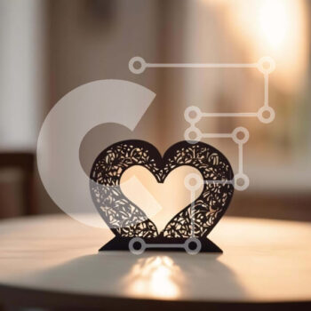 Intra Συλλεκτικό Ξύλινο Παζλ Plywood  4mm - Μαύρο κερί σε σχήμα καρδιάς σε ξύλινο τραπέζι Σε Ξύλινο Κουτί - Διαστάσεις Puzzle: 10x10 cm – 25 κομμάτια - Image 1