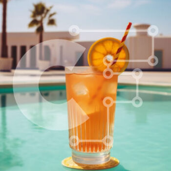 Intra Συλλεκτικό Ξύλινο Παζλ Plywood  4mm - Δροσιστικό ποτό πορτοκαλιού δίπλα στην πισίνα Σε Ξύλινο Κουτί - Διαστάσεις Puzzle: 10x10 cm – 25 κομμάτια - Image 1