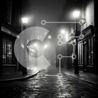 Intra Συλλεκτικό Ξύλινο Παζλ Plywood 4mm - Σκοτεινή και ομιχλώδης αστική οδός Σε Ξύλινο Κουτί - Διαστάσεις Puzzle: 10x10 cm – 25 κομμάτια - Image 1