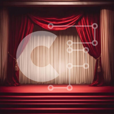 Intra Συλλεκτικό Ξύλινο Παζλ Plywood  4mm - Κενή σκηνή με κόκκινη κουρτίνα Σε Ξύλινο Κουτί - Διαστάσεις Puzzle: 10x10 cm – 25 κομμάτια - Image 1