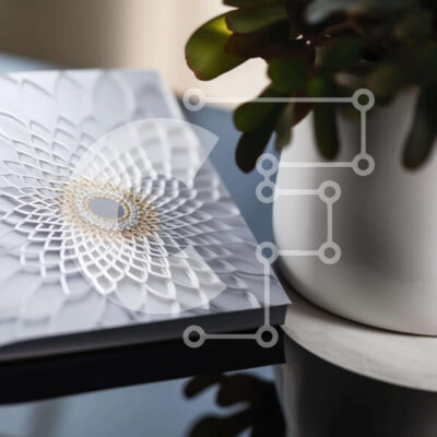 Intra Συλλεκτικό Ξύλινο Παζλ Plywood  4mm - Λευκό βιβλίο και φυτό σε γλάστρα στο τραπέζι Σε Ξύλινο Κουτί - Διαστάσεις: 10x10 cm – 25 κομμάτια - Image 1