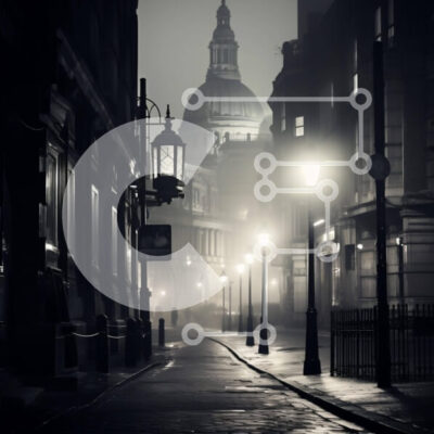 Intra Συλλεκτικό Ξύλινο Παζλ Plywood  4mm - Dark Foggy City Street με Φωτισμένο Πύργο Ρολογιού Σε Ξύλινο Κουτί - Διαστάσεις Puzzle: 10x10 cm – 25 κομμάτια - Image 1