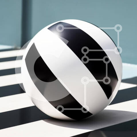 Intra Συλλεκτικό Ξύλινο Παζλ Plywood  4mm - Ασπρόμαυρη ριγέ μπάλα στον εσωτερικό χώρο Σε Ξύλινο Κουτί - Διαστάσεις: 10x10 cm – 25 κομμάτια - Image 1