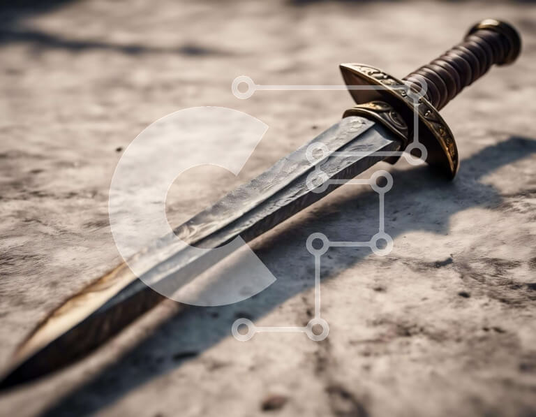 Intra Συλλεκτικό Ξύλινο Παζλ Plywood  4mm - Καλοδιατηρημένο αρχαίο ξίφος στο έδαφος Σε Ξύλινο Κουτί - Διαστάσεις: 10x10 cm – 25 κομμάτια