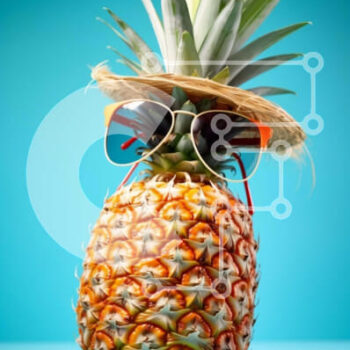 Intra Συλλεκτικό Ξύλινο Παζλ Plywood  4mm - Ντυμένος ανανάς με αξεσουάρ σε μπλε φόντο Σε Ξύλινο Κουτί - Διαστάσεις Puzzle: 10x10 cm – 25 κομμάτια - Image 1