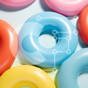 Intra Συλλεκτικό Ξύλινο Παζλ Plywood  4mm - Σύνθεση πολύχρωμα φουσκωτά ντόνατς Σε Ξύλινο Κουτί - Διαστάσεις: 10x10 cm – 25 κομμάτια