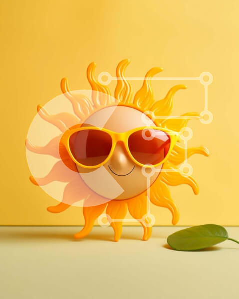 Intra Συλλεκτικό Ξύλινο Παζλ Plywood  4mm - Ήλιος παιχνίδι με γυαλιά ηλίου σε κίτρινο φόντο Σε Ξύλινο Κουτί - Διαστάσεις Puzzle: 10x10 cm – 25 κομμάτια