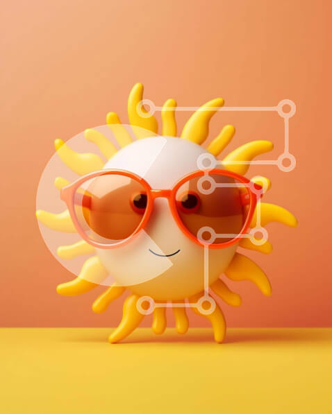 Intra Συλλεκτικό Ξύλινο Παζλ Plywood  4mm - Ειδώλιο ήλιου με γυαλιά ηλίου σε πορτοκαλί φόντο Σε Ξύλινο Κουτί - Διαστάσεις Puzzle: 10x10 cm – 25 κομμάτια