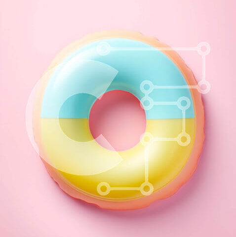 Intra Συλλεκτικό Ξύλινο Παζλ Plywood 4mm - Πολύχρωμο φουσκωτό δαχτυλίδι σε ροζ φόντο Σε Ξύλινο Κουτί - Διαστάσεις Puzzle: 10x10 cm – 25 κομμάτια - Image 1