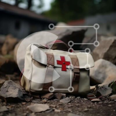 Intra Συλλεκτικό Ξύλινο Παζλ Plywood 4mm - Τσάντα κιτ πρώτων βοηθειών σε βράχους με σύμβολο του Ερυθρού Σταυρού Σε Ξύλινο Κουτί - Διαστάσεις Puzzle: 10x10 cm – 25 κομμάτια - Image 1