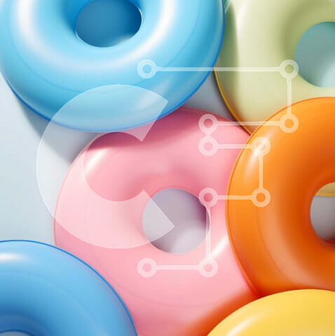 Intra Συλλεκτικό Ξύλινο Παζλ Plywood 4mm - Πολύχρωμα πλαστικά ντόνατς σε λευκό τραπέζι Σε Ξύλινο Κουτί - Διαστάσεις: 10x10 cm – 25 κομμάτια - Image 1