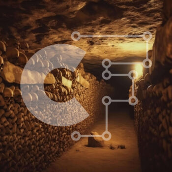 Intra Συλλεκτικό Ξύλινο Παζλ Plywood  4mm - Πέρασμα νεκροταφείου Montparnasse με κρανία και φώτα Σε Ξύλινο Κουτί - Διαστάσεις Puzzle: 10x10 cm – 25 κομμάτια - Image 1