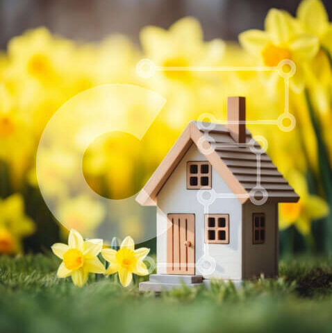 Intra Συλλεκτικό Ξύλινο Παζλ Plywood 4mm - Ειδυλλιακός Κήπος με Μοντέλο και Κίτρινους Νάρκισσους Σε Ξύλινο Κουτί - Διαστάσεις: 10x10 cm – 25 κομμάτια - Image 1