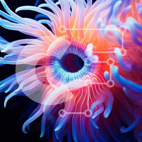 Intra Συλλεκτικό Ξύλινο Παζλ Plywood  4mm - Ζωντανή Ανεμώνη σε Μπλε, Ροζ και Μωβ Σε Ξύλινο Κουτί - Διαστάσεις: 10x10 cm – 25 κομμάτια - Image 1