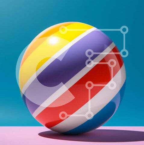 Intra Συλλεκτικό Ξύλινο Παζλ Plywood 4mm - Πολύχρωμη μπάλα παραλίας σε αφηρημένο φόντο Σε Ξύλινο Κουτί - Διαστάσεις Puzzle: 10x10 cm – 25 κομμάτια - Image 1