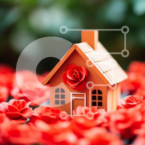 Intra Συλλεκτικό Ξύλινο Παζλ Plywood  4mm - Μινιατούρα Σπίτι που περιβάλλεται από κόκκινα τριαντάφυλλα Σε Ξύλινο Κουτί - Διαστάσεις: 10x10 cm – 25 κομμάτια - Image 1