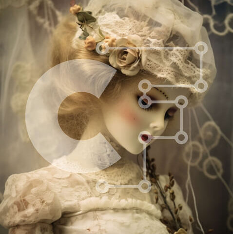 Intra Συλλεκτικό Ξύλινο Παζλ Plywood  4mm - Κομψή κούκλα σε λευκό φόρεμα με στολισμένα λουλούδια Σε Ξύλινο Κουτί - Διαστάσεις Puzzle: 10x10 cm – 25 κομμάτια - Image 1