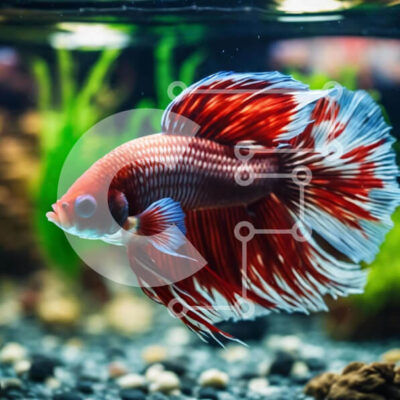 Intra Συλλεκτικό Ξύλινο Παζλ Plywood  4mm - Κόκκινο και άσπρο σιαμέιο γατόψαρο στο ενυδρείο Σε Ξύλινο Κουτί - Διαστάσεις: 10x10 cm – 25 κομμάτια - Image 1