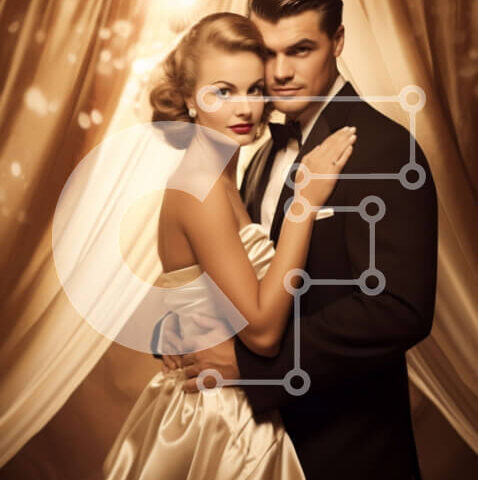 Intra Συλλεκτικό Ξύλινο Παζλ Plywood  4mm - Αρραβωνιασμένο ζευγάρι με επίσημη ενδυμασία με κομψό σκηνικό Σε Ξύλινο Κουτί - Διαστάσεις Puzzle: 10x10 cm – 25 κομμάτια - Image 1