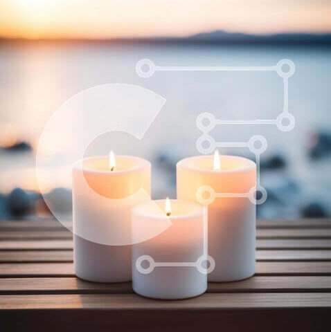 Intra Συλλεκτικό Ξύλινο Παζλ Plywood  4mm - Προσωπικά λευκά κεριά με θέα στον ωκεανό Σε Ξύλινο Κουτί - Διαστάσεις: 10x10 cm – 25 κομμάτια - Image 1