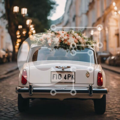 Intra Συλλεκτικό Ξύλινο Παζλ Plywood  4mm - Vintage αυτοκίνητο διακοσμημένο με λουλούδια σε έναν λιθόστρωτο δρόμο Σε Ξύλινο Κουτί - Διαστάσεις Puzzle: 10x10 cm – 25 κομμάτια - Image 1