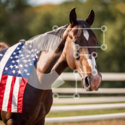 Intra Συλλεκτικό Ξύλινο Παζλ Plywood  4mm - Καφέ άλογο με αμερικανική σημαία Σε Ξύλινο Κουτί - Διαστάσεις: 10x10 cm – 25 κομμάτια - Image 1