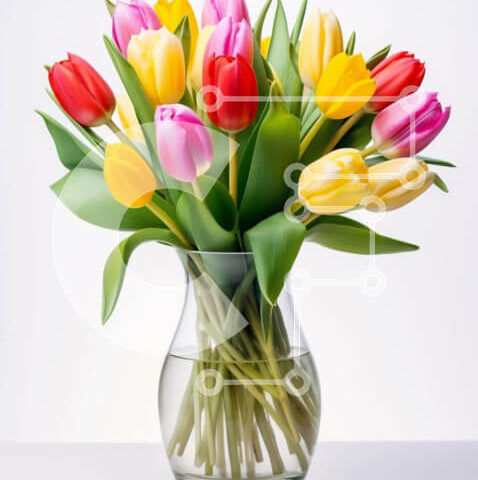 Intra Συλλεκτικό Ξύλινο Παζλ Plywood  4mm - Διαυγές βάζο με πολύχρωμες τουλίπες Σε Ξύλινο Κουτί - Διαστάσεις: 10x10 cm – 25 κομμάτια - Image 1