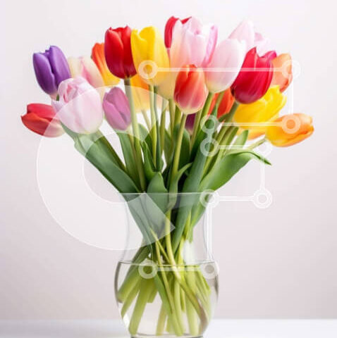 Intra Συλλεκτικό Ξύλινο Παζλ Plywood  4mm - Πολύχρωμες τουλίπες σε διάφανο βάζο Σε Ξύλινο Κουτί - Διαστάσεις: 10x10 cm – 25 κομμάτια - Image 1