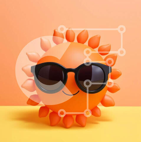 Intra Συλλεκτικό Ξύλινο Παζλ Plywood  4mm - Χαρούμενο πορτοκαλί ηλιακό παιχνίδι με γυαλιά ηλίου Σε Ξύλινο Κουτί - Διαστάσεις: 10x10 cm – 25 κομμάτια - Image 1