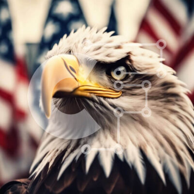 Intra Συλλεκτικό Ξύλινο Παζλ Plywood 4mm - Αετός με αμερικανικές σημαίες Σε Ξύλινο Κουτί - Διαστάσεις: 10x10 cm – 25 κομμάτια - Image 1