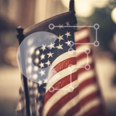 Intra Συλλεκτικό Ξύλινο Παζλ Plywood  4mm - Κοντινό πλάνο της αμερικανικής σημαίας Σε Ξύλινο Κουτί - Διαστάσεις Puzzle: 10x10 cm – 25 κομμάτια - Image 1