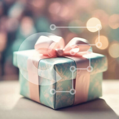 Intra Συλλεκτικό Ξύλινο Παζλ Plywood  4mm - Μπλε και ροζ κουτί δώρου σε ξύλινο τραπέζι Σε Ξύλινο Κουτί - Διαστάσεις Puzzle: 10x10 cm – 25 κομμάτια - Image 1