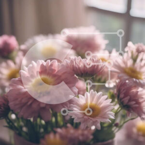 Intra Συλλεκτικό Ξύλινο Παζλ Plywood  4mm - Βάζο με ροζ και κίτρινα λουλούδια μπροστά από ένα ανοιχτό παράθυρο Σε Ξύλινο Κουτί - Διαστάσεις: 10x10 cm – 25 κομμάτια