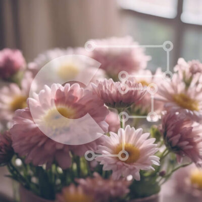 Intra Συλλεκτικό Ξύλινο Παζλ Plywood  4mm - Βάζο με ροζ και κίτρινα λουλούδια μπροστά από ένα ανοιχτό παράθυρο Σε Ξύλινο Κουτί - Διαστάσεις: 10x10 cm – 25 κομμάτια - Image 1